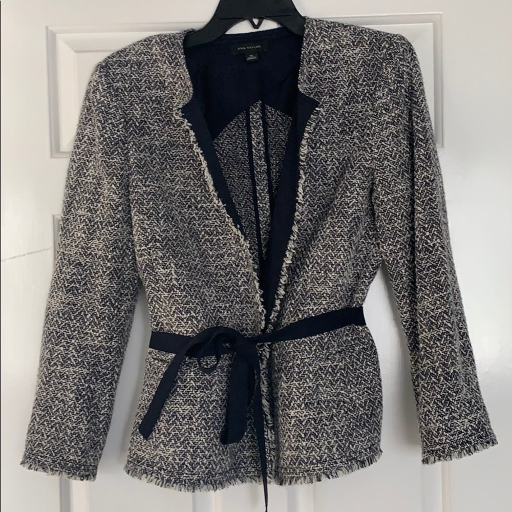 Fringe blazer with belt